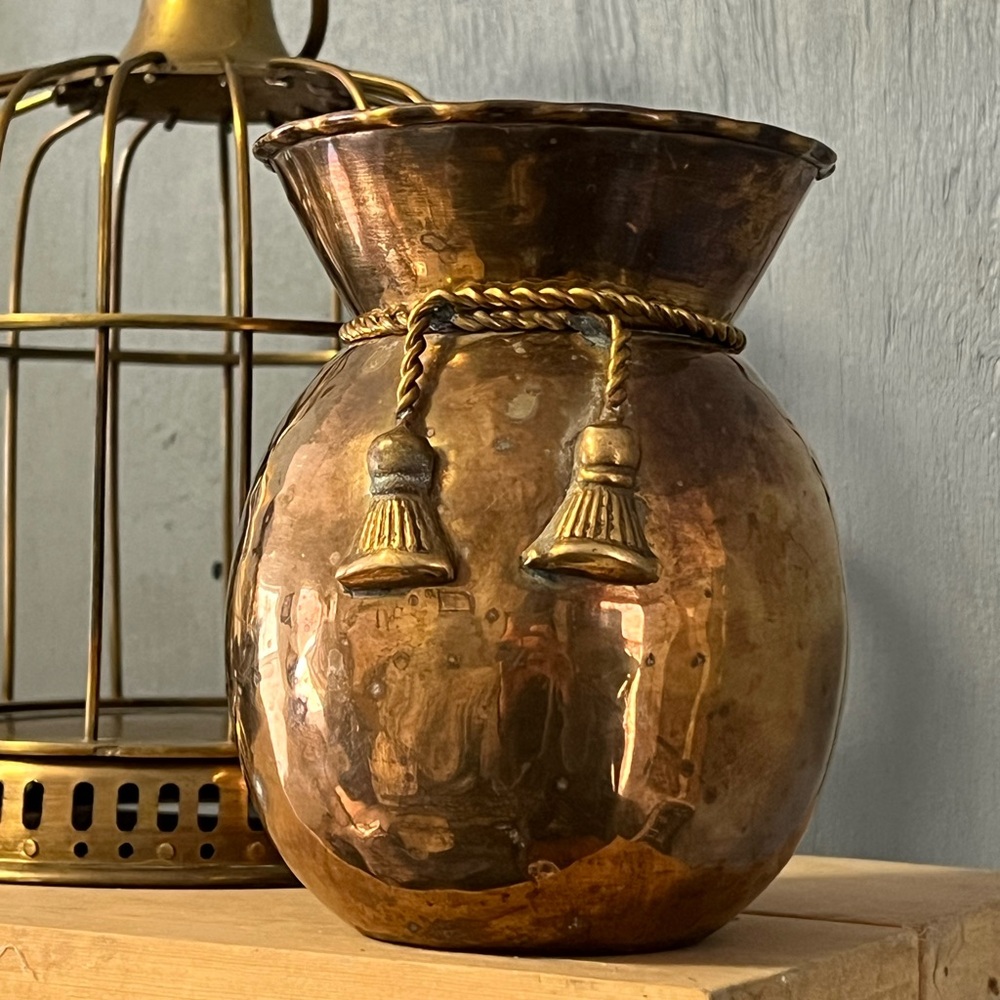 Brass Vase - solid, hammered brass vase